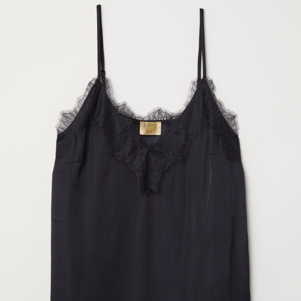 Satin Black Lace Cami